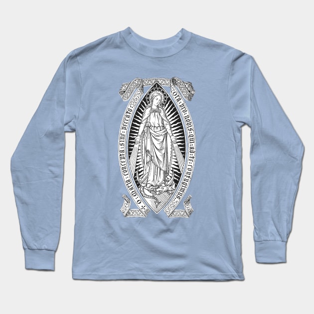 Immaculate Conception 03 - mosaic blue bkg (turqoise) Long Sleeve T-Shirt by DeoGratias